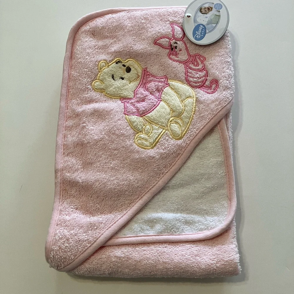 Disney Pink Hooded Towel with Winnie the Pooh & Piglet Embroidery
